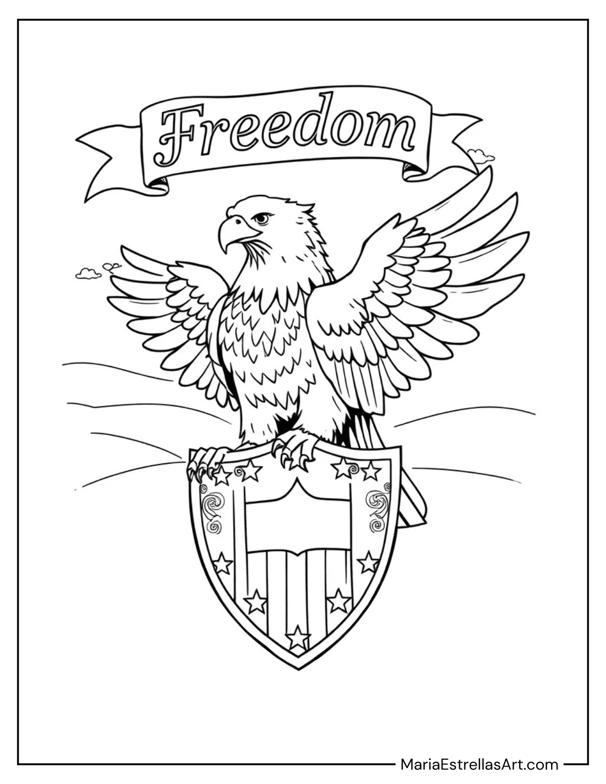 Bald Eagle with a Shield and Banner